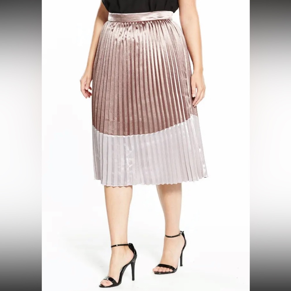 Lost Ink Pleated Skirt Metallic Pink Size 2X NWT